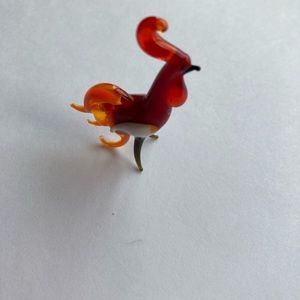 Murano Style Glass Art Rooster, Miniature Animal, Tiny, Collectible, Handblown